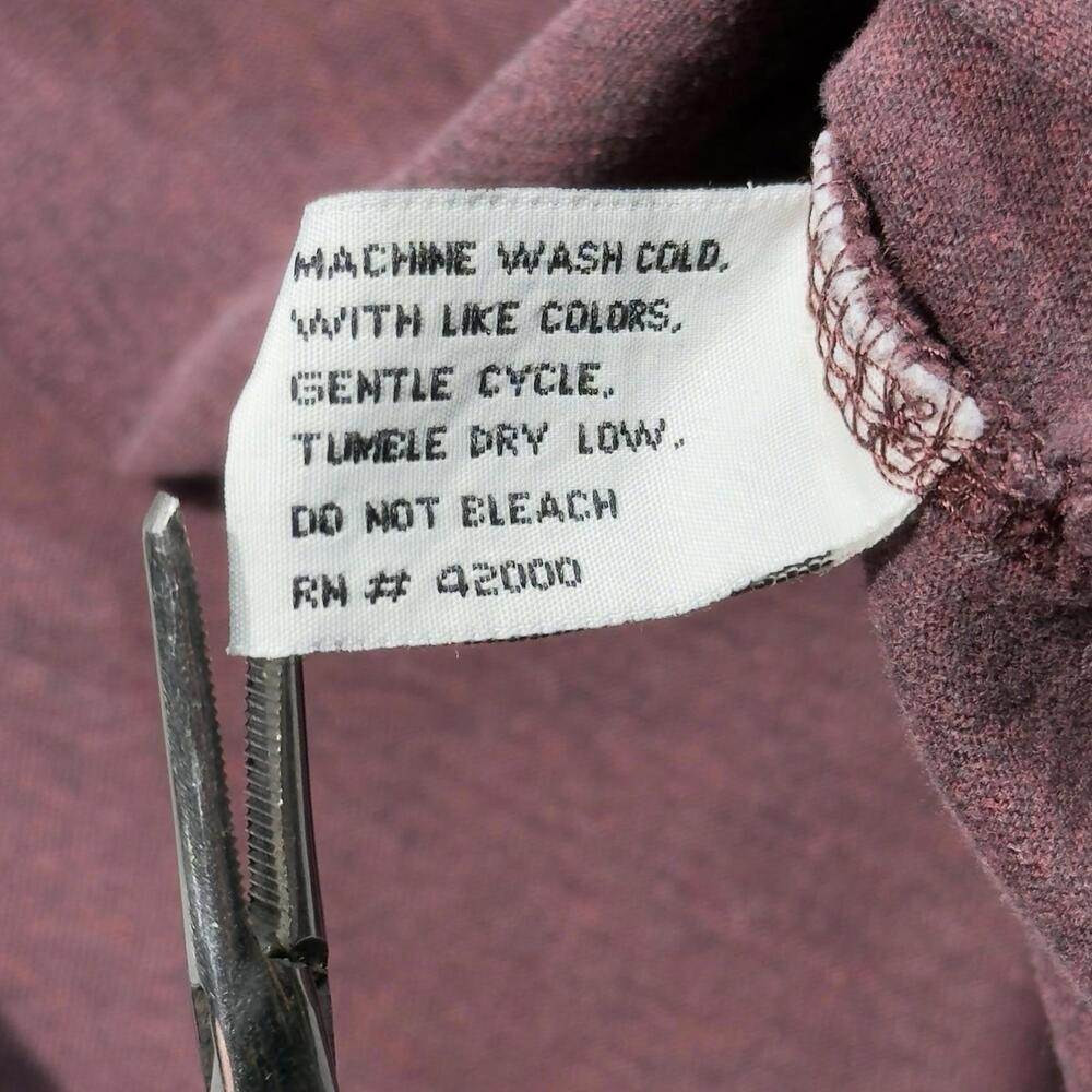Maroon Henley Shirt Mens 2XL Big Man 3 Button Knit LS Worn In - Basic Editions - Picture 9 of 11